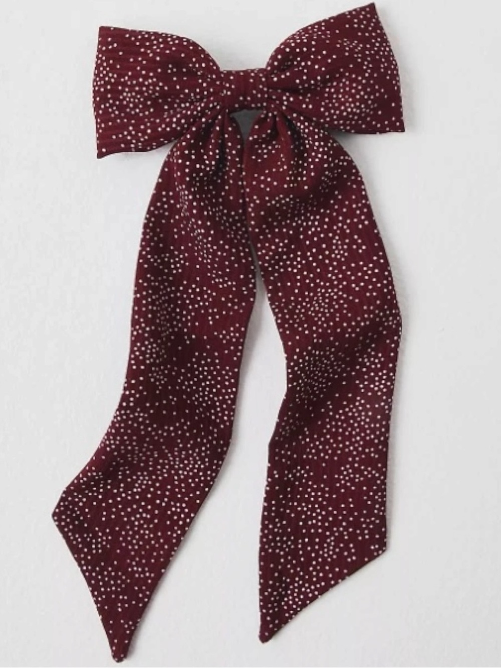 Free People Fly Away Bow in Burgundy Polka Dot Hair Clip Tie Preppy Academia NWT